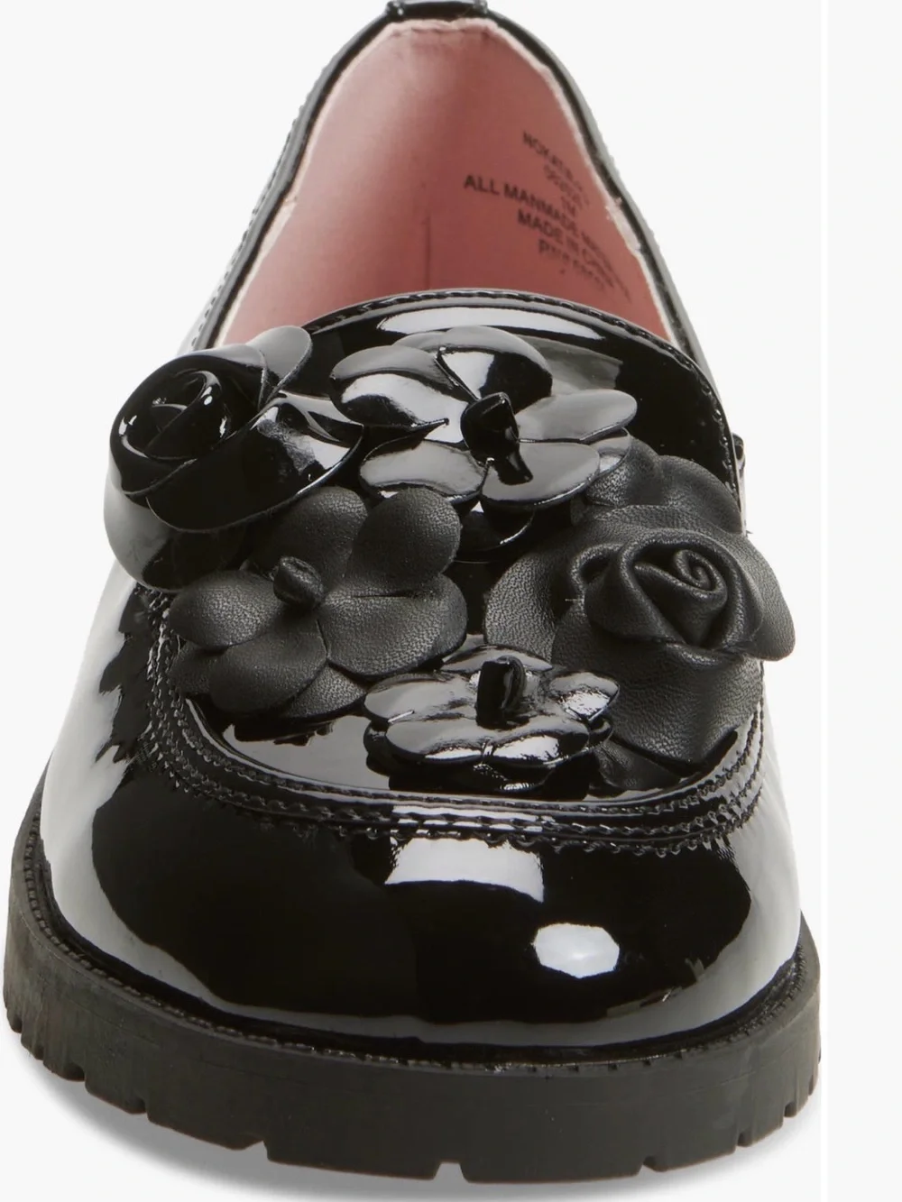 Nordstrom Girls Black Katie Floral Loafers